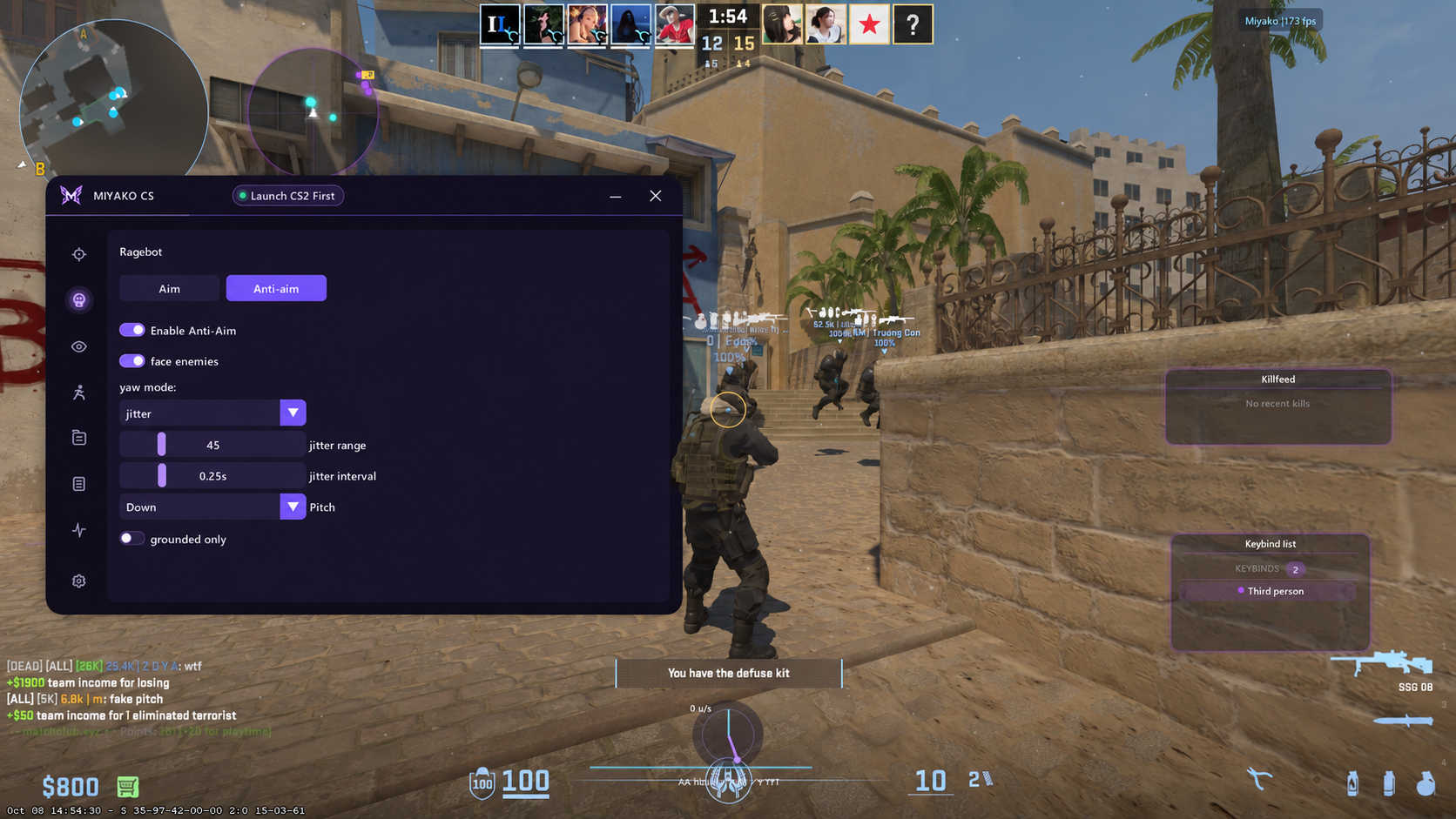 Anti-Aim desktop controls composed over a gameplay capture